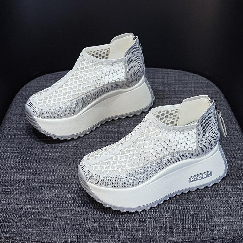 Dad Shoes Hollow Women's Sandals 2025 Summer New Round Head Special Mesh Breathable Casual Fashion Explosion Thick Sole Increased