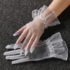 Transparent Women Tulle Gloves Short Wedding Mesh Gloves Elastic Gauze Lace Gloves  Ladies