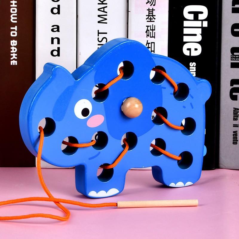 Утка Пчела Кит Мультяшная Продевочная доска Продевочная веревка Упражнение на продевание Координация рук и глаз Деревянная игрушка