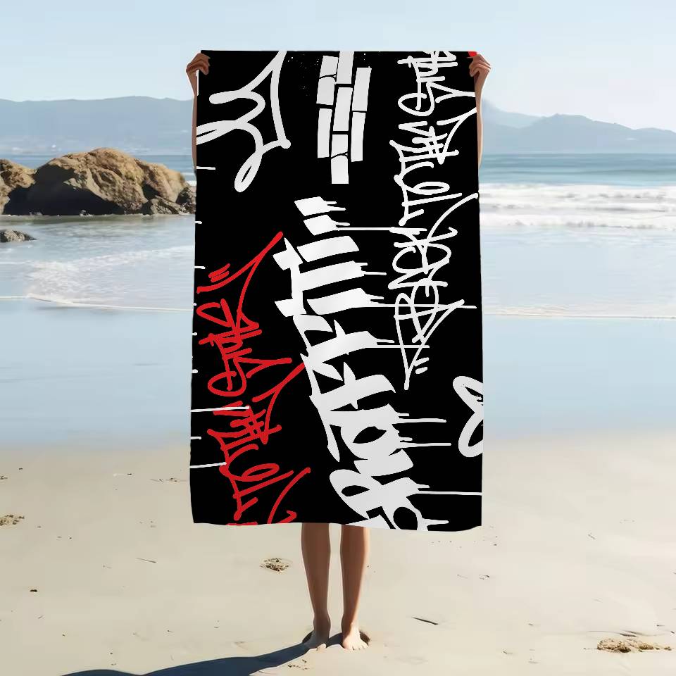 Alphabet Graffiti Pattern Beach Towel For Kids Bath Towel Pool Towel Vacation Gift Picnic Towel Party Gift