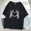 Skeleton Fingers Compare To The Heart Print Women T-Shirt Street Casual T Shirt Oversized Soft Tees Cotton Breathable T Shirts