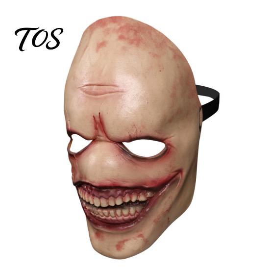Creepy Latex Mask Halloween Smiling Clown for Men, Scary Toothy Breathable Mask, Masquerade Horror Party Cosplay Haunted House Scarred