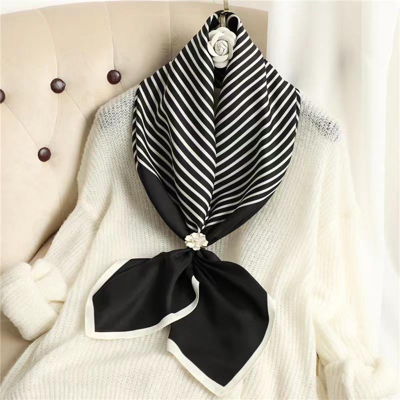 Весна/лето Новый женский шелковый шарф 90 * 90 см Имитация шелкового твила квадратный шарф Модный принт большой квадратный шарф профессиональный шарф