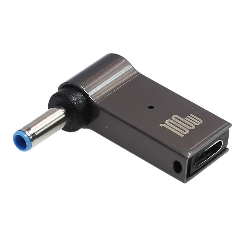 Адаптер постоянного тока PD Induction Elbow из цинкового сплава мощностью 100 Вт: Type-C Female к Lenovo Square Port 1145, 20 В