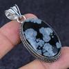 Natural Snowflake Obsidian 925 Sterling Silver Jewelry Pendant 2.21" D9e32