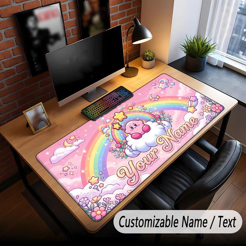 Custom Name Text Big Mouse Pad,Kirby Soft Non Slip Extended Desk Mat For Home Office