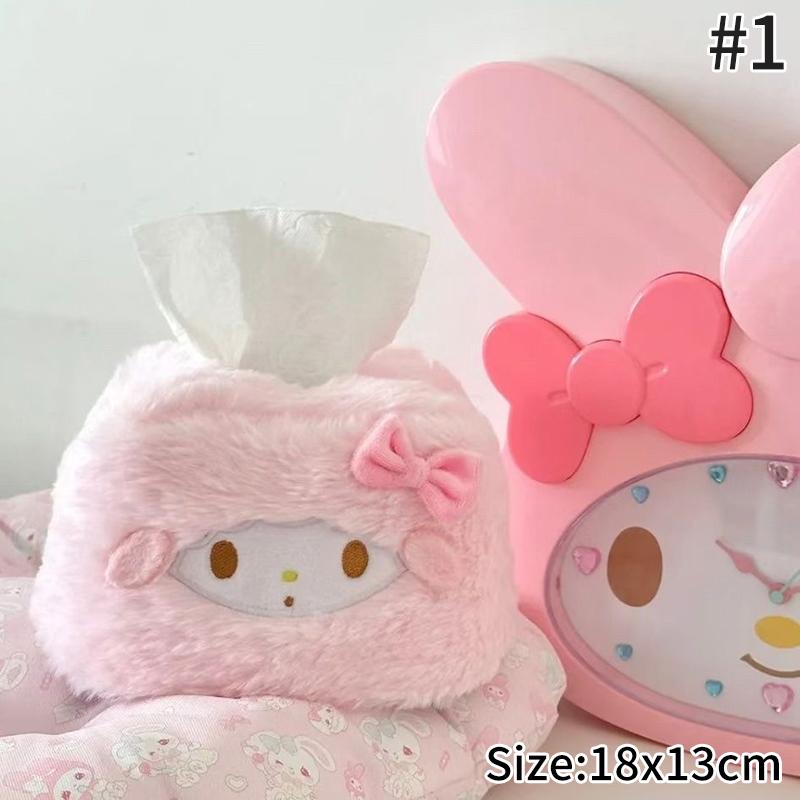 Плюшевая коробка для салфеток в виде кошки Мультяшная коробка для туалетной бумаги Hello Kitty Коробка для хранения бумажных полотенец в багажнике автомобиля Домашние настольные коробки для салфеток