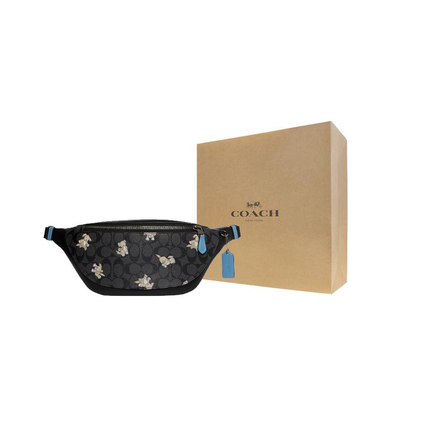 Coach Warren 33 Animal Badge Series Dog Print Zipper Closure Signature Coated Canvas And Fine Calfskin Shoulder Bag Waist Bag Large CC123-QBA5F