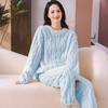 Pajamas Female Winter Warm Shu Cotton Velvet Ladies Suit Outside Padded Thickened Homewear Women Long-Sleeved Striped Sleepwear