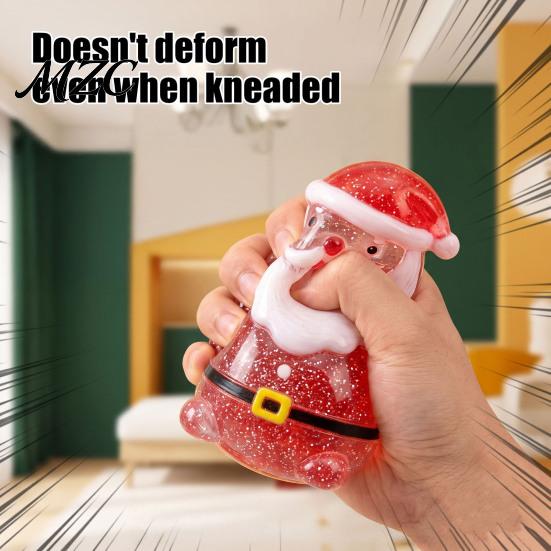 Stress Anxiety Relief Gifts Santa Claus Squeeze Toy, Slow Rising Maltose Fidget with Flexible Sensory Tools Glitter, Soft TPR Christmas Party