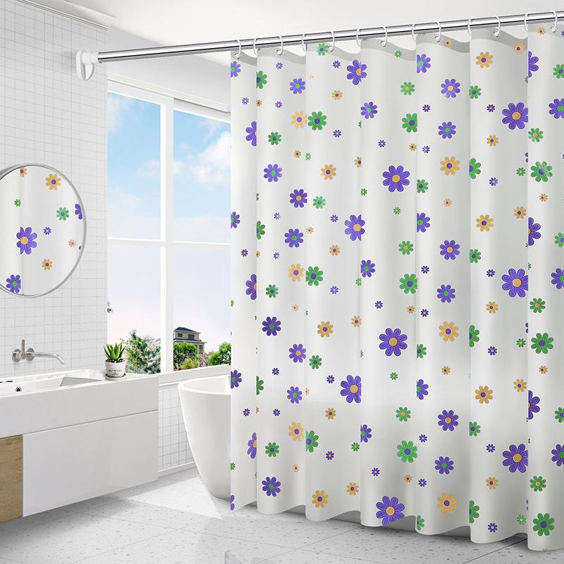 Translucent Partition Curtain for Bathroom Grid Shower Curtain PEVA Anti Mold and Waterproof Multi Color Design