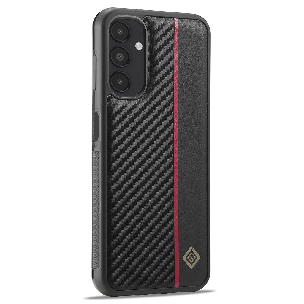 LC.IMEEKE Carbon Fiber Texture Case for Samsung Galaxy A14 4G/5G,PU Leather Coated TPU+EVA Shock Absorption Phone Cover