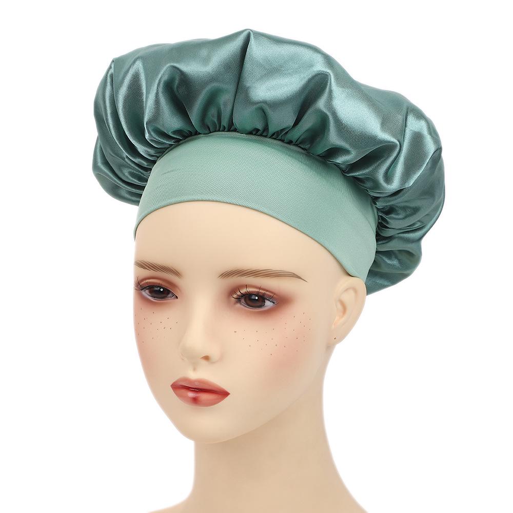 Взрослая шелковая атласная шапочка для сна с широкими полями для ухода за волосами - европейский и американский стиль, послеродовая шапочка для ванны