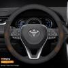 Для TOYOTA Crown CHR Yaris Corolla Auris Rav4 Prius Camry raize Prado Чехол на руль автомобиля из углеродного волокна и замши Аксессуары