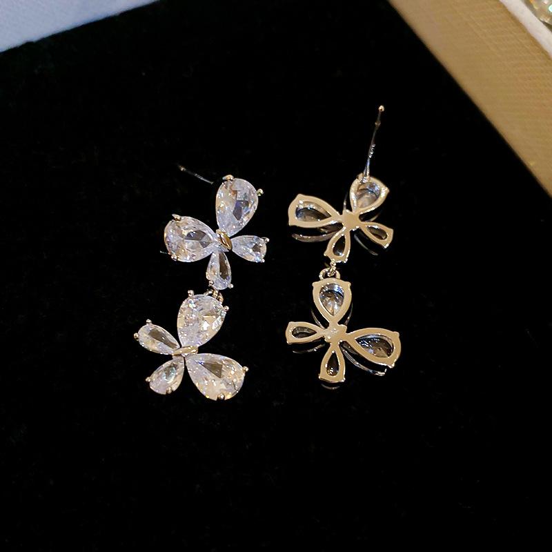 Pinkdudu Женские милые серьги-бабочки с кристаллами, модные ювелирные изделия с цирконом, серьги-капли, ювелирные изделия, подарок для женщин, PD1889