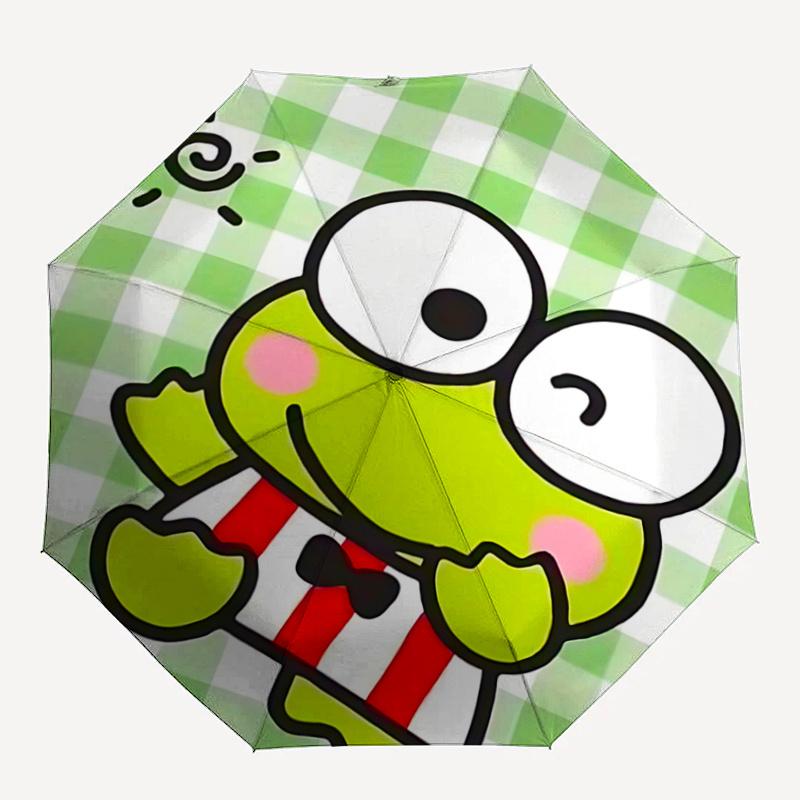 1pc Keroppi Frog Umbrella - Automatic Opening/Closing, Portable 3-Fold Design, 8-Bone Iron Frame, Outdoor, Festival Gift for Fans, Travelers, Daily Us