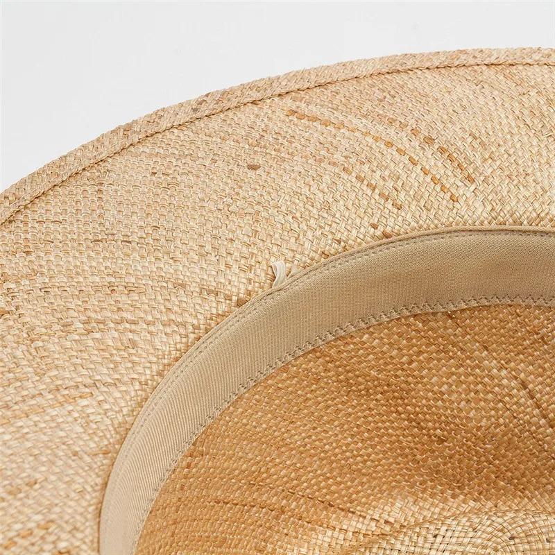 New Summer Handmade Natural Treasure Grass Solid Fedoras Cap Men Women Panamjazz Hat