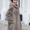 Haining Imitation Mink Coat Women's Medium and Long Winter Thickened Middle-aged Mother's Imitation Whole Mink Fur Imitation Coat Black
