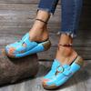 2024 New Summer Women's Slippers Fashion Graffiti Flower Sandals Thick Sole Casual Shoes Buckle Flat Sandals Women Slippers