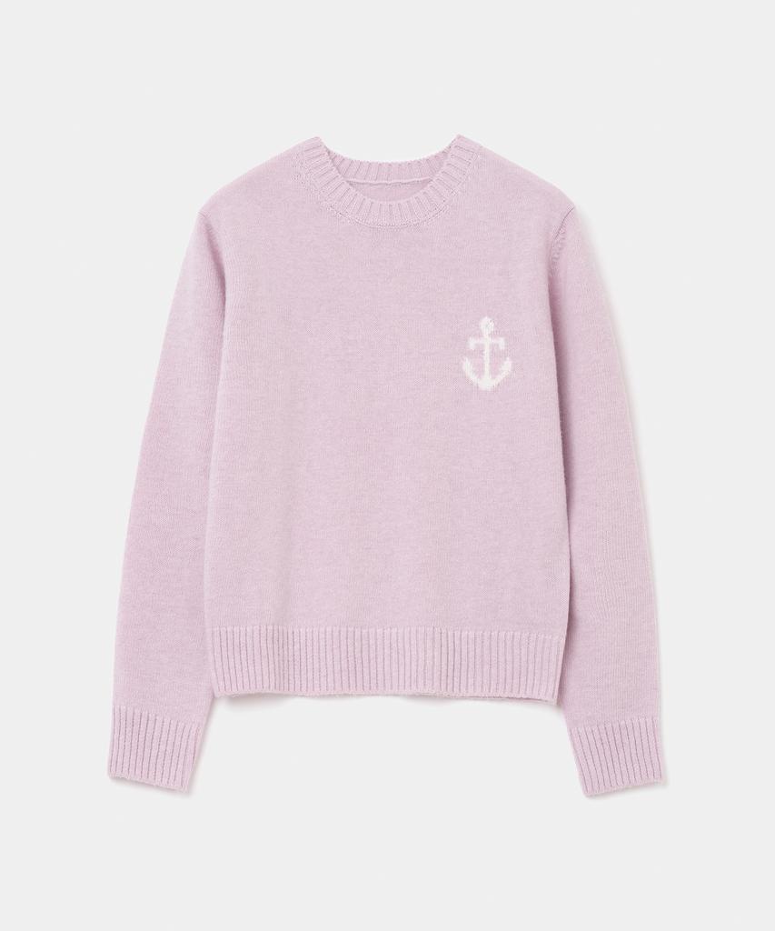 UNIFORM BRIDGE Cashmere Blended Anchor Crew Neck Knit(Women) Lavender