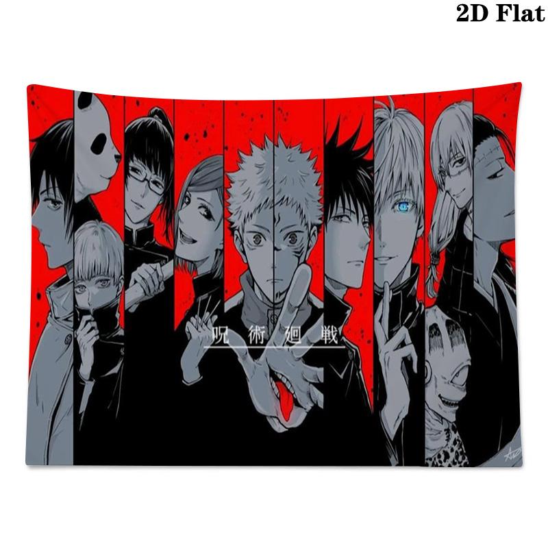 Anime Jujutsu Kaisen Wall Tapestry Aesthetic Wall Hanging Printed Fabric Blanket Decorative Tapestries for Bedroom Living Room Home Decor