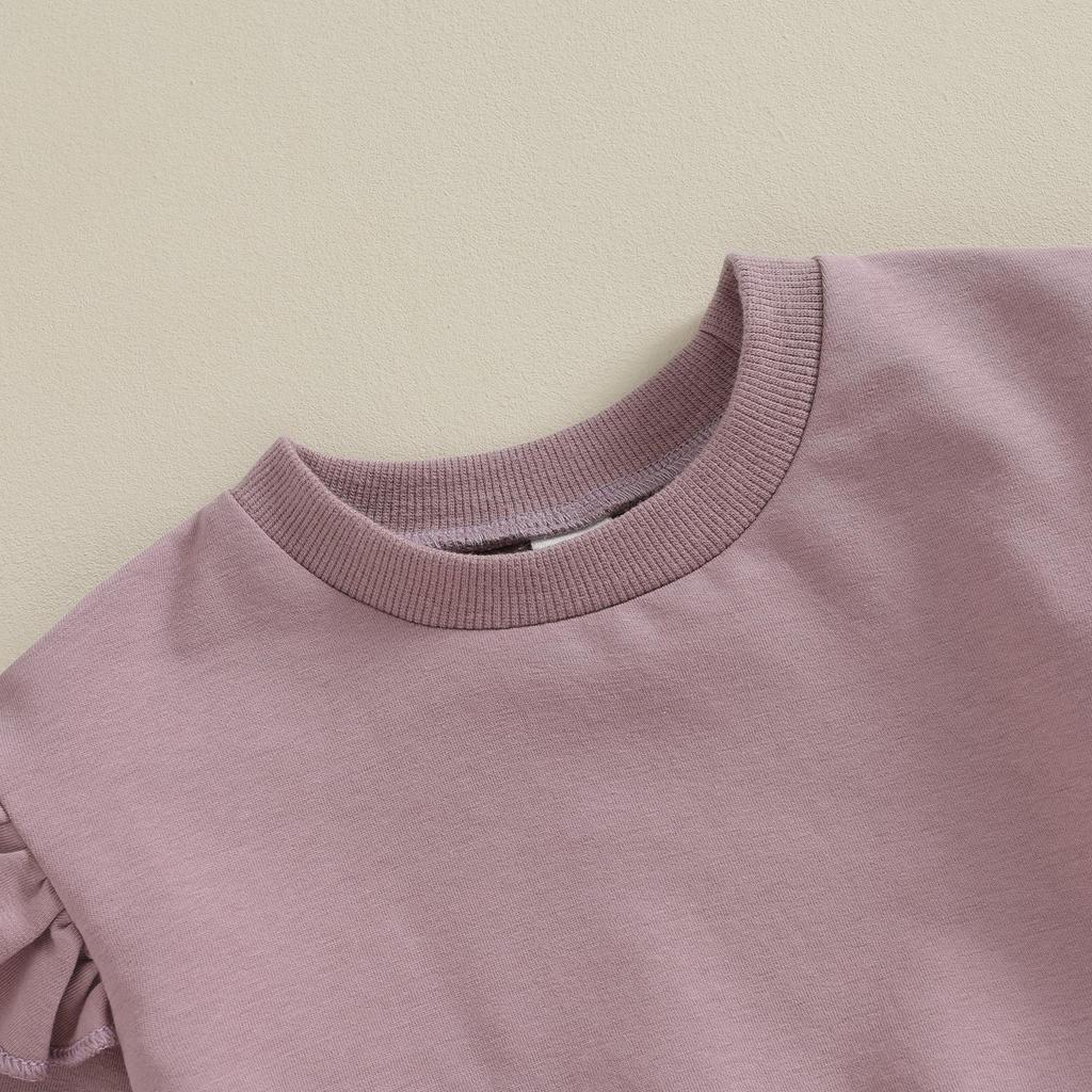 Осенняя одежда для маленьких девочек из 2 предметов, однотонный свитшот с длинными рукавами и штанами для детей 6, 12, 18 и 24 месяцев, комплект одежды для младенцев