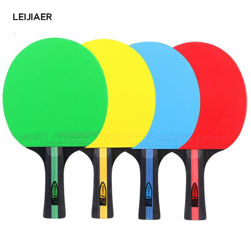 LEIJIAER 3 Star High Elastic Colors Table Tennis Racket Carry Bag Beginners Blue/red/green Ping Pong Paddle Welcome