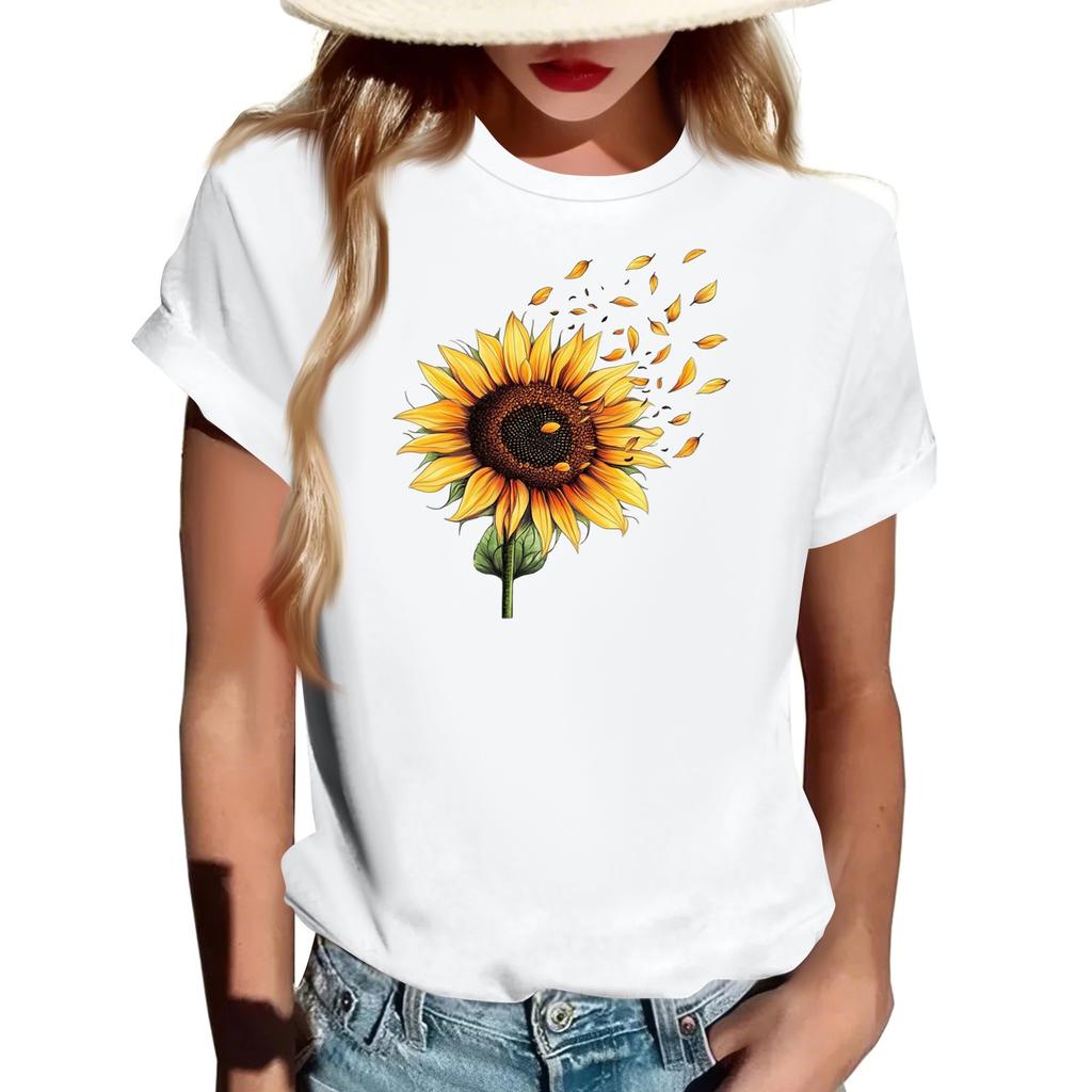 Женская модная футболка с круглым вырезом, повседневная, с ретро-принтом, с короткими рукавами