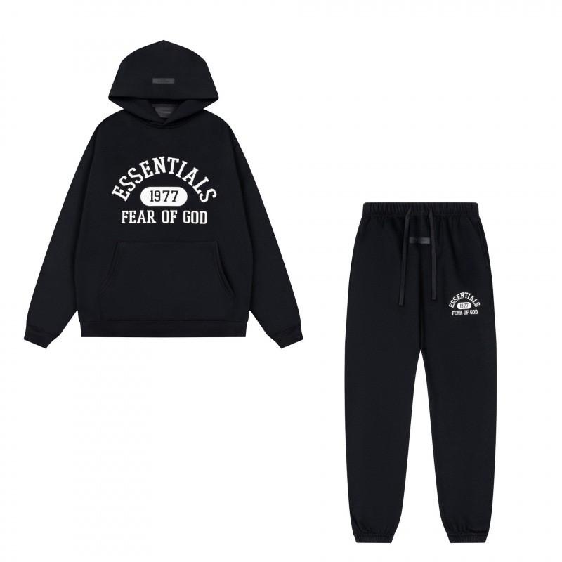 FEAR OF GOD ESSENTIALS Худи с флокированным логотипом Мужское Женское Свободная Флисовая Толстовка Повседневная Уличная Одежда