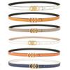 Three-Circle Gold Buckle Thin Waist Belt: Women's Fashionable, Double-Sided Leather Belt, Ideal for Skirts, Korean Style.