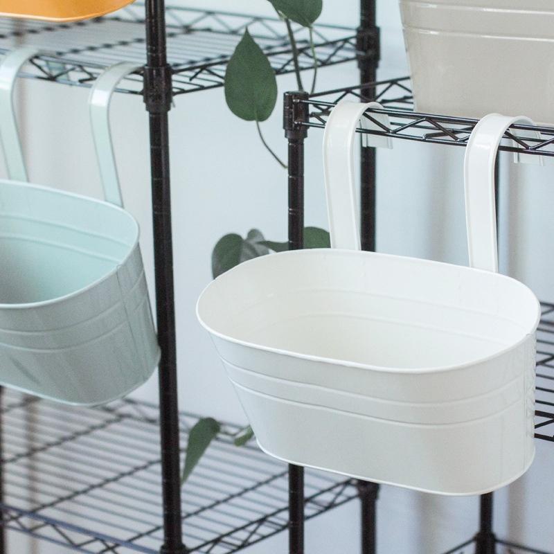 Красочные подвесные цветочные горшки Съемный крючок Настенный забор Растения бонсай Горшки для ванн Цветочные держатели Главная Ба