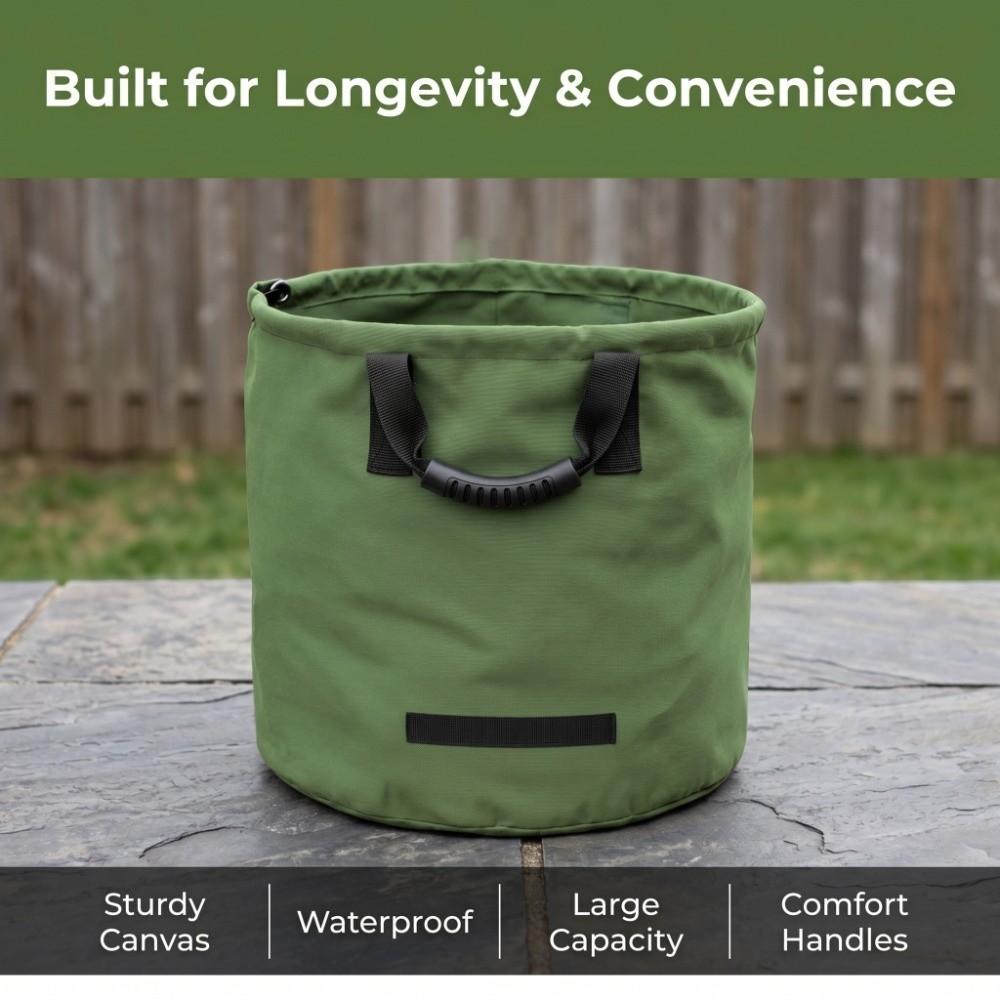 Reusable Lawn Bag Portable Garden Waste Bag Lawn Cleanup Container Weed and Debris Gathering