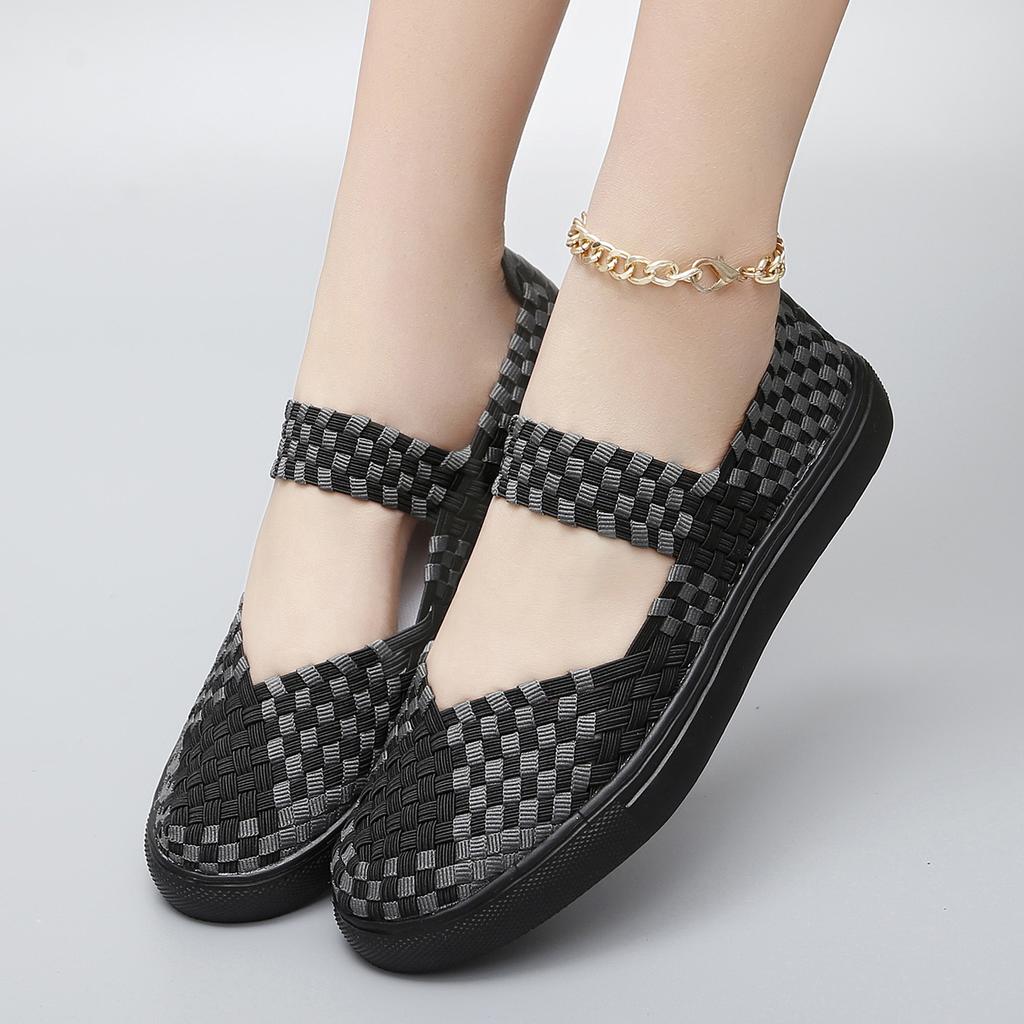 Новые женские туфли на плоской подошве на четыре сезона, плетеные туфли ручной работы, однотонные женские туфли, вязаные женские туфли, туфли-лоферы, женская обувь