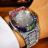 Мужские цветные кварцевые часы с бриллиантами, роскошные золотые серебряные мужские наручные часы с большим циферблатом, спортивные деловые часы Relogio Masculino