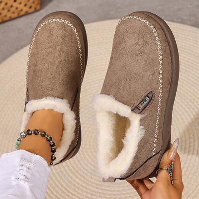 Зимние Новые Женские Хлопковые Ботинки с Флисовой Подкладкой Прочные и Нескользящие Ботинки Слипоны Бесплатная Женская Обувь