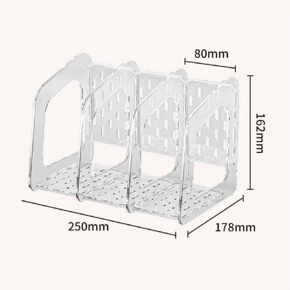 3-Section Transparent Book Stand Acrylic Stationery Shelf Magazine Rack  Document Organization