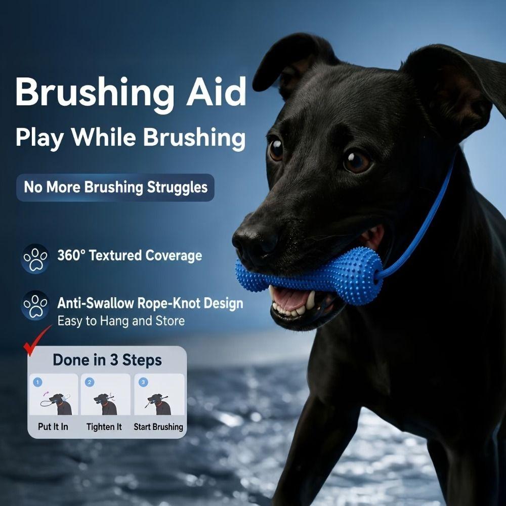 Prevents Tooth Decay Dual-Action Canine Dental Prop Dog Toothbrushing Toy  for Medium Small Dogs