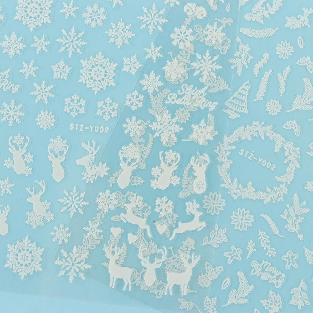 DIY Маникюр Светящиеся в темноте самоклеящиеся наклейки Рождественские белые снежинки 3D светящиеся наклейки для ногтей