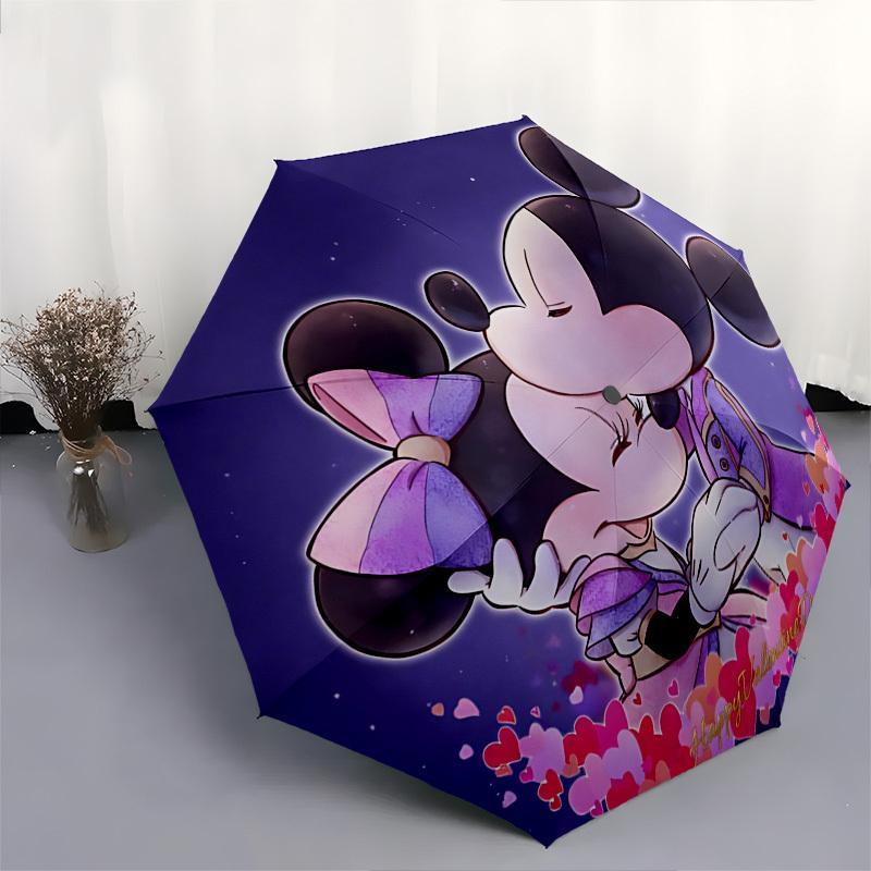 Mickey Mouse, Valentine's Day Themed Automatic Opening and Closing Umbrella, Brightly Colored 8-rib Portable Umbrella, Suitable for Men and