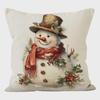 Льняная наволочка со снеговиком для украшения дивана на Рождество
