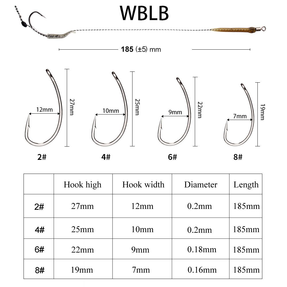 6-8 шт. 18,5 см лидер крючки для ловли карпа 2/4/6/8 # аксессуары для карповых крючков снасти для ловли карпа