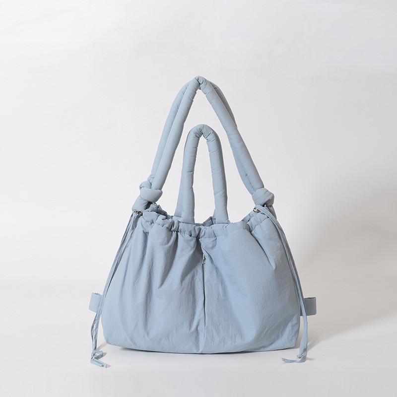 Casual Large Capacity Nylon Shoulder Bag For Women With Drawstring And Multiple Carrying Styles