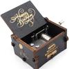 Wooden Uniq Carved Hand Crank Happy-Birthday-Black Theme Music Box