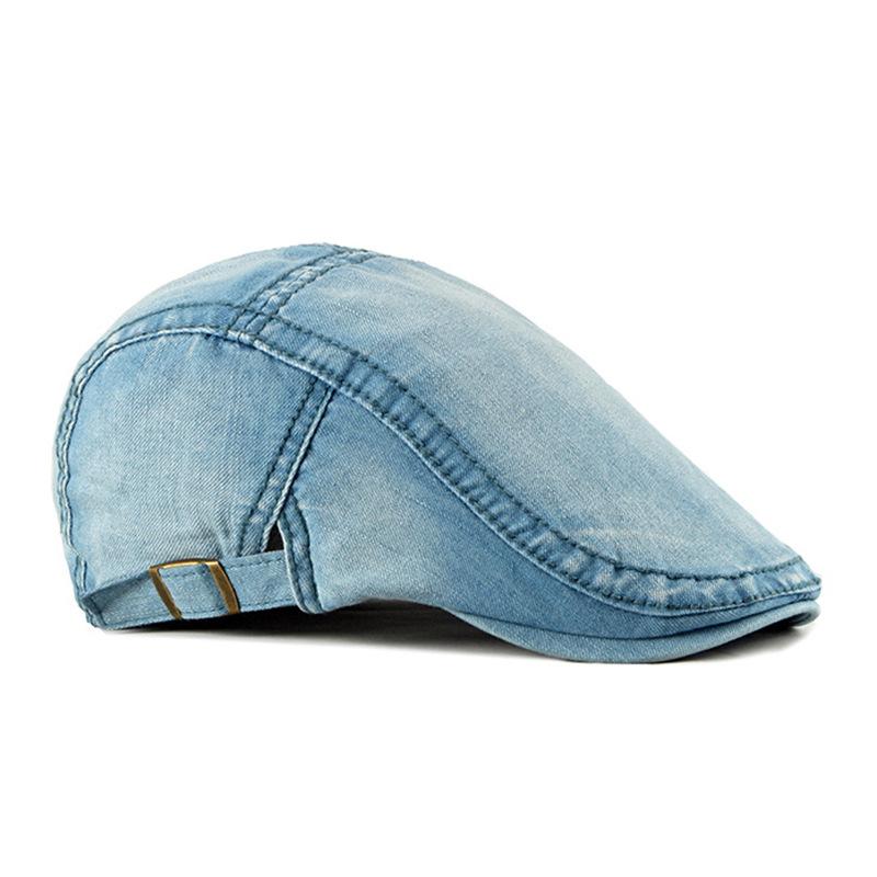 Denim washed cap women's light plate simple beret thin breathable street fashion forward hat men