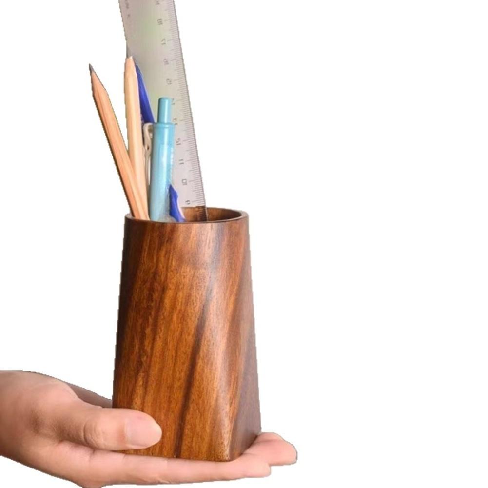 Компактный деревянный держатель для ручек, органайзер для стола для офисного и домашнего использования, практичное хранение для ручек и кистей для макияжа