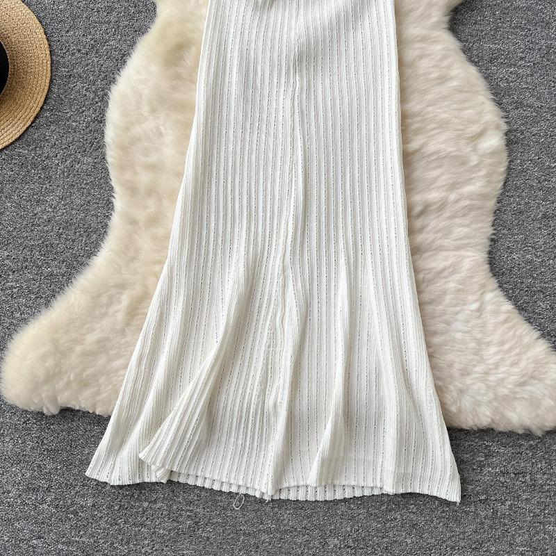 Ретро вязаный свитер с оборками, сексуальный однобортный, элегантный, А-силуэт, длинное вечернее платье макси, женская мода, летняя одежда