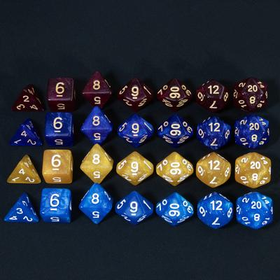 7шт кубиков DND D4, D6, D8, D10, D%, D12, D20 Аксессуары для настольной игры Набор многогранных блестящих кубиков