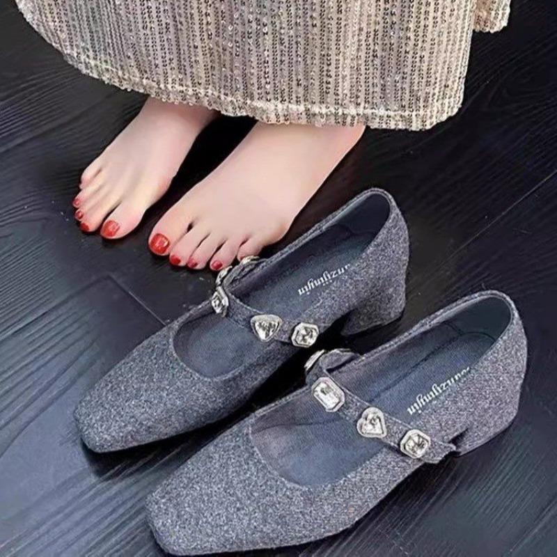 Женская модная повседневная обувь, новые роскошные кожаные туфли с пряжкой на толстом каблуке, женские туфли Мэри Джейн, мягкая подошва, женские туфли на высоком каблуке, универсальные