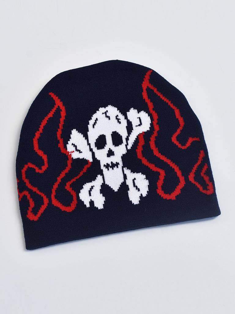 Акриловые жаккардовые вязаные шапки Зимний пуловер Защитная теплая шапка Череп Вязаная спортивная лыжная шапка