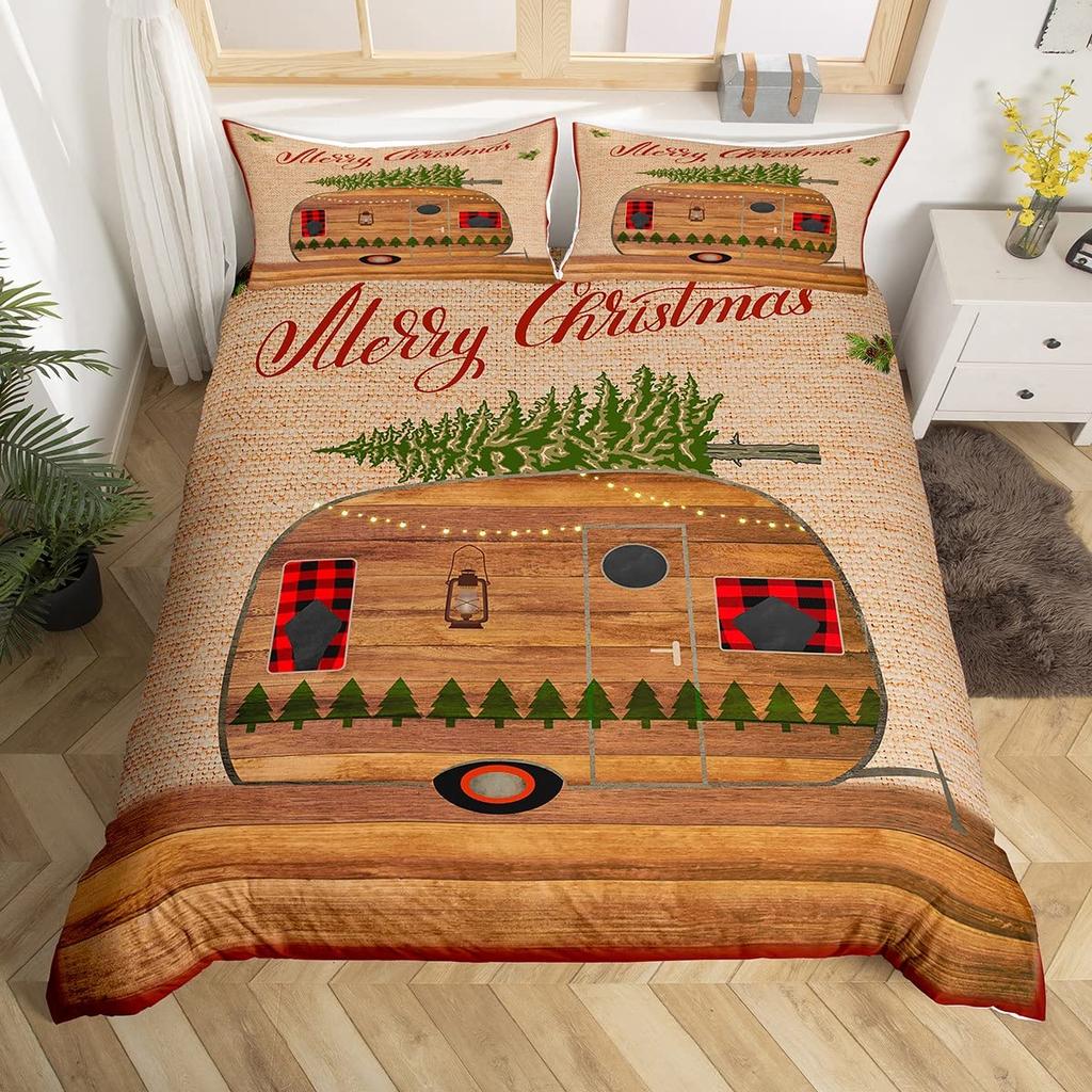 Пододеяльник Happy Camping Camper Комплект постельного белья Plants Outdoor Travel Adventure Одеяло Cover Camper Car Blue Sky Quilt Cover